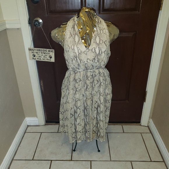 5/35 NWOT H&M DRESS SZ 8 DEEP V NECK SHEER PLEATED - Picture 2 of 7